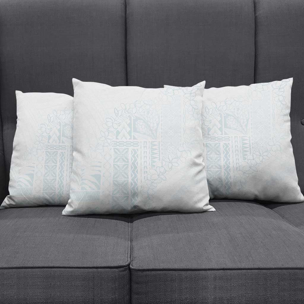 Samoa Lotu Tamaiti Mamanu Siapo Pillow Cover Off White Plumeria - Polynesian Pride