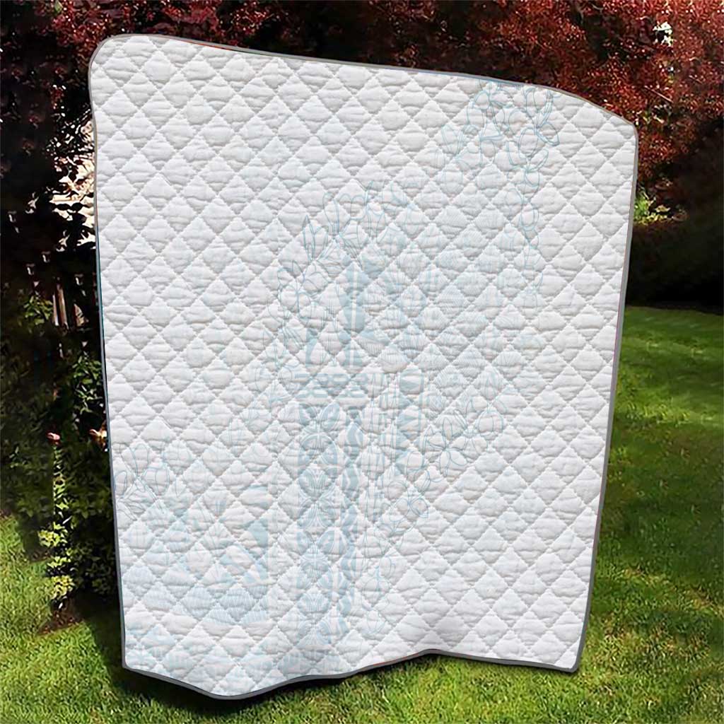 Samoa Lotu Tamaiti Mamanu Siapo Quilt Off White Plumeria - Polynesian Pride