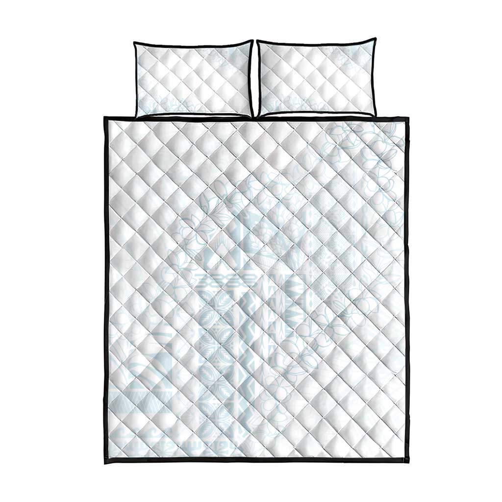 Samoa Lotu Tamaiti Mamanu Siapo Quilt Bed Set Off White Plumeria LT7 - Polynesian Pride
