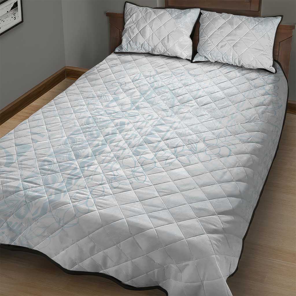 Samoa Lotu Tamaiti Mamanu Siapo Quilt Bed Set Off White Plumeria LT7 - Polynesian Pride