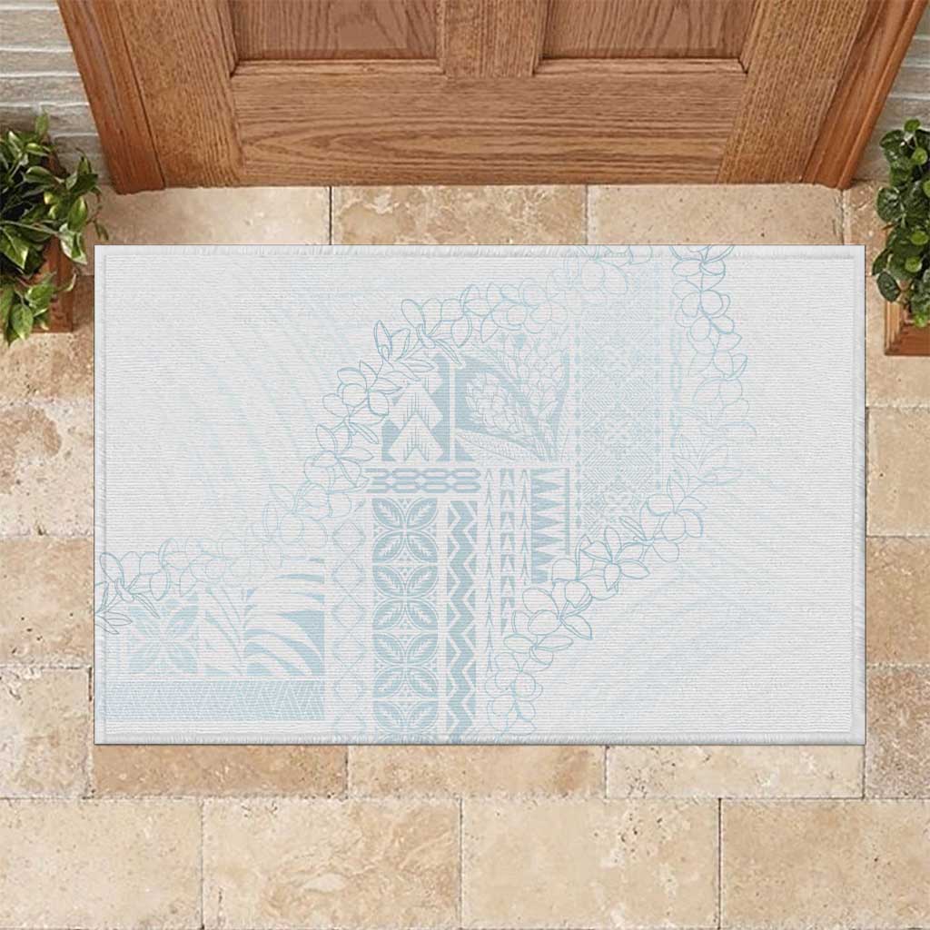 Samoa Lotu Tamaiti Mamanu Siapo Rubber Doormat Off White Plumeria - Polynesian Pride