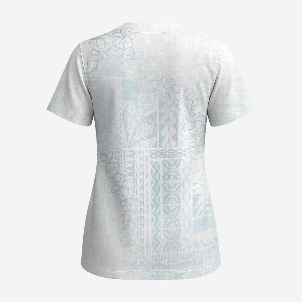 Samoa Lotu Tamaiti Mamanu Siapo Scrub Top Off White Plumeria - Polynesian Pride