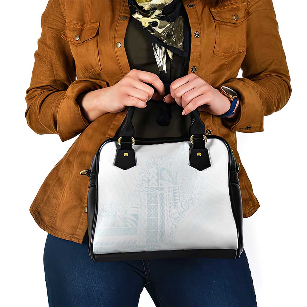 Samoa Lotu Tamaiti Mamanu Siapo Shoulder Handbag Off White Plumeria - Polynesian Pride