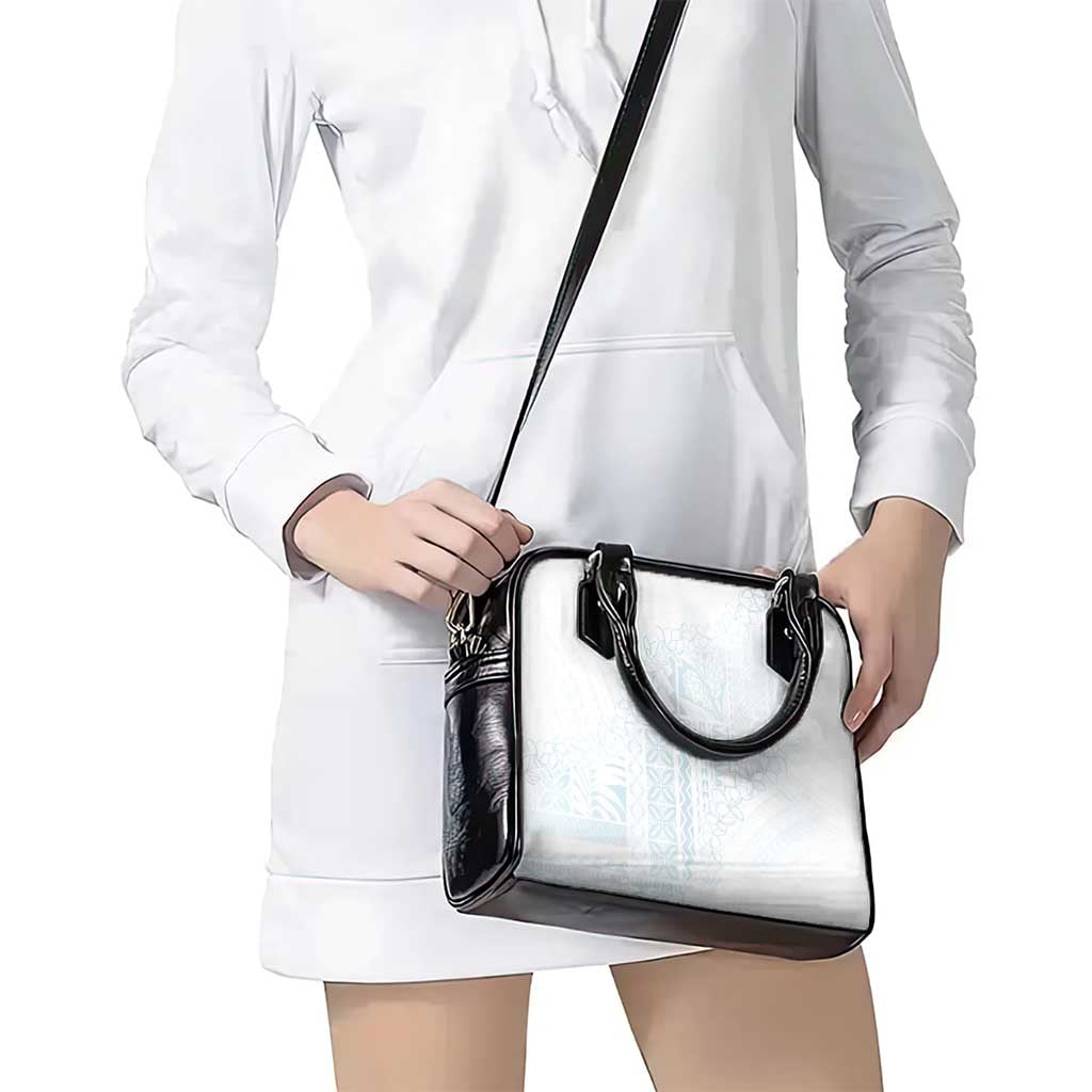 Samoa Lotu Tamaiti Mamanu Siapo Shoulder Handbag Off White Plumeria - Polynesian Pride