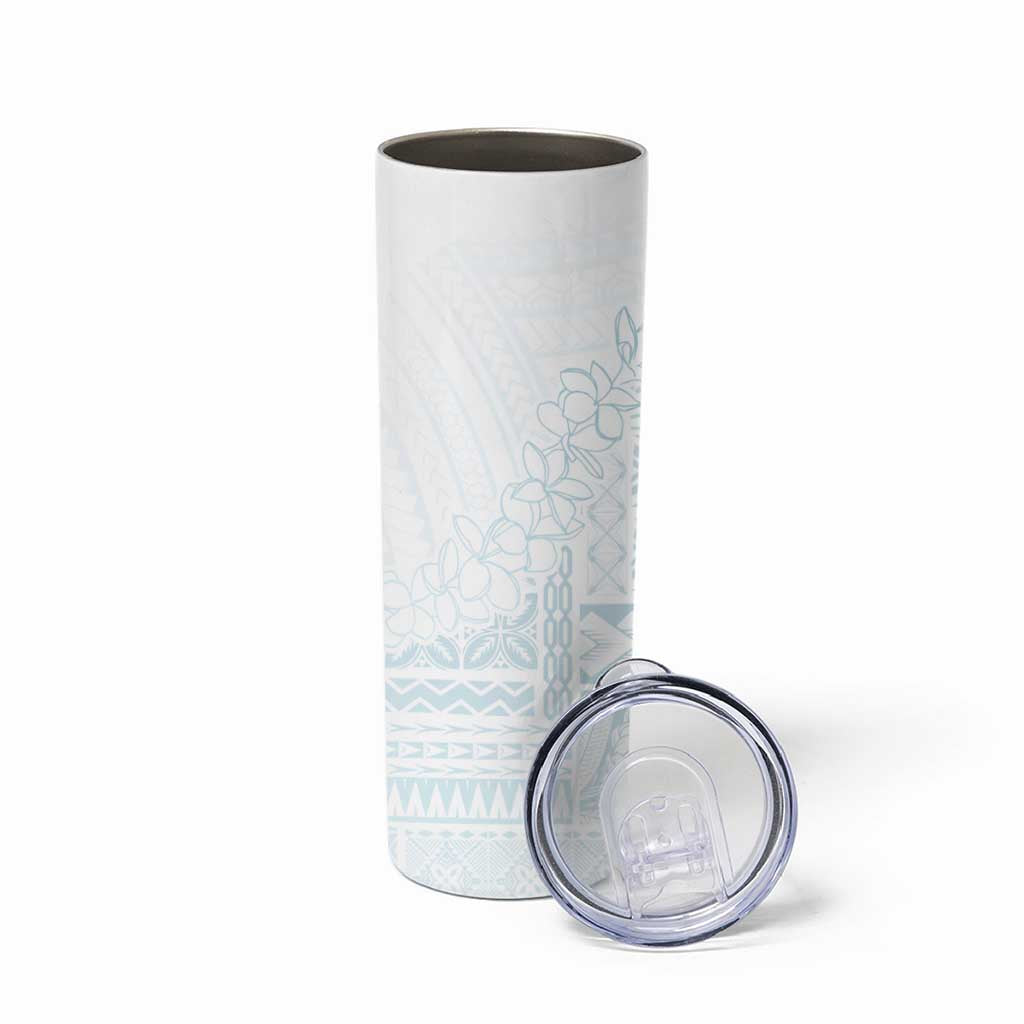 Samoa Lotu Tamaiti Mamanu Siapo Skinny Tumbler Off White Plumeria - Polynesian Pride