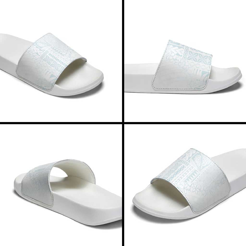 Samoa Lotu Tamaiti Mamanu Siapo Slide Sandals Off White Plumeria - Polynesian Pride