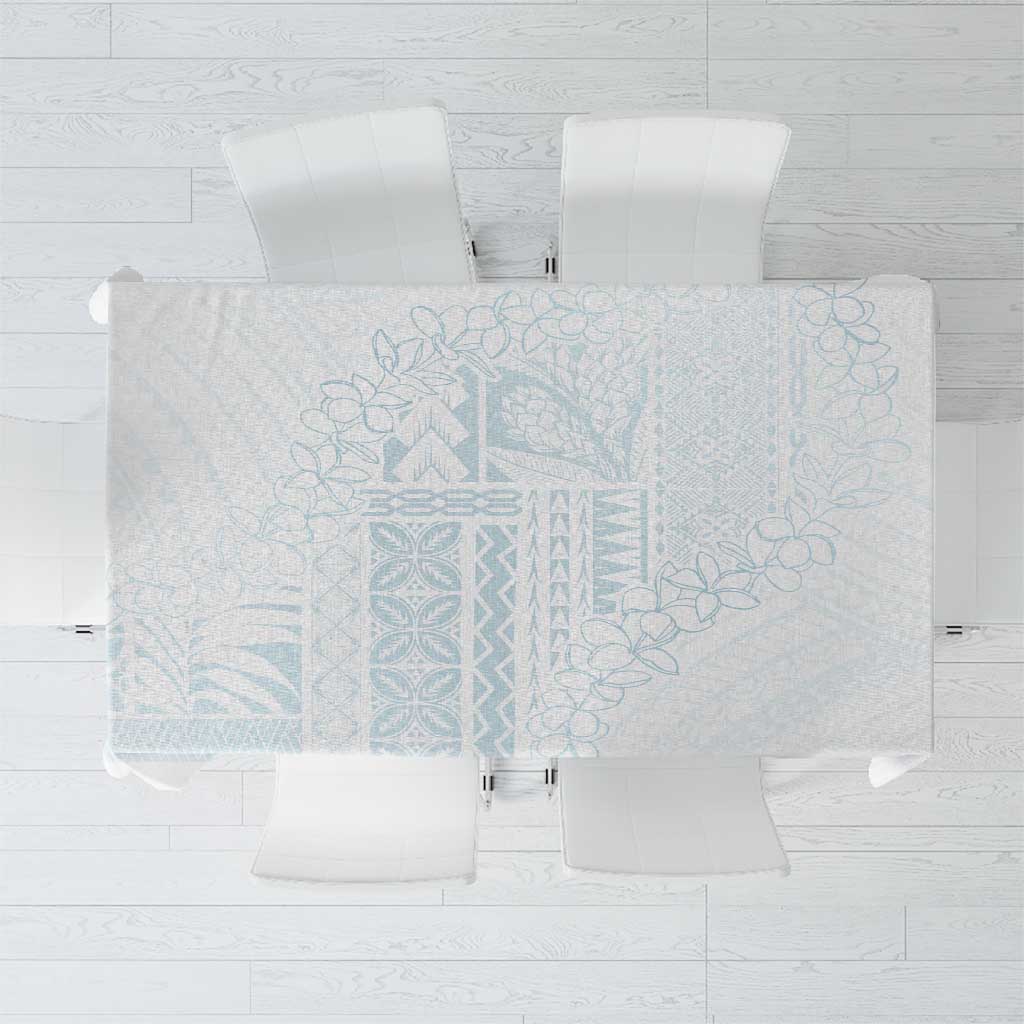 Samoa Lotu Tamaiti Mamanu Siapo Tablecloth Off White Plumeria - Polynesian Pride
