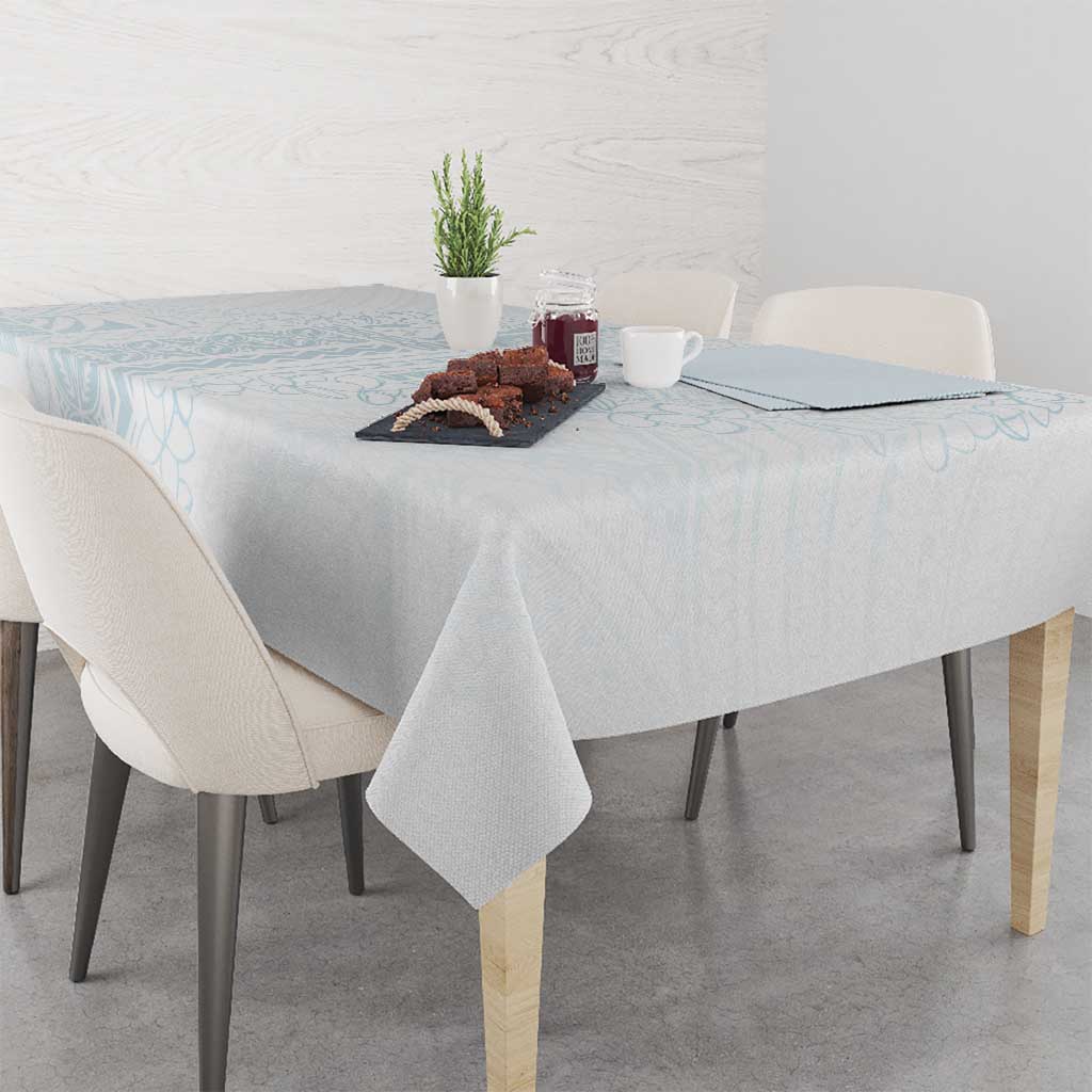 Samoa Lotu Tamaiti Mamanu Siapo Tablecloth Off White Plumeria - Polynesian Pride