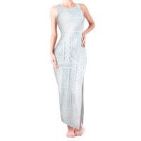Samoa Lotu Tamaiti Mamanu Siapo Tank Maxi Dress Off White Plumeria - Polynesian Pride