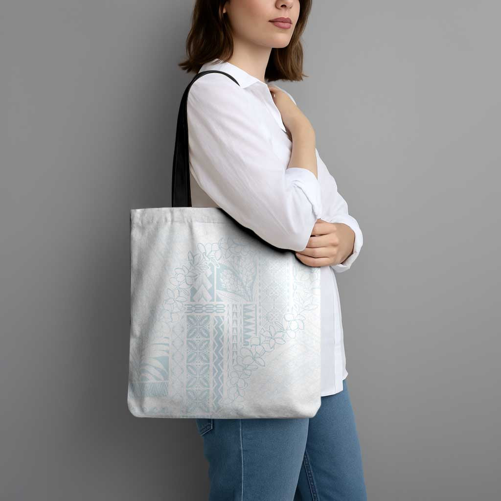 Samoa Lotu Tamaiti Mamanu Siapo Tote Bag Off White Plumeria - Polynesian Pride