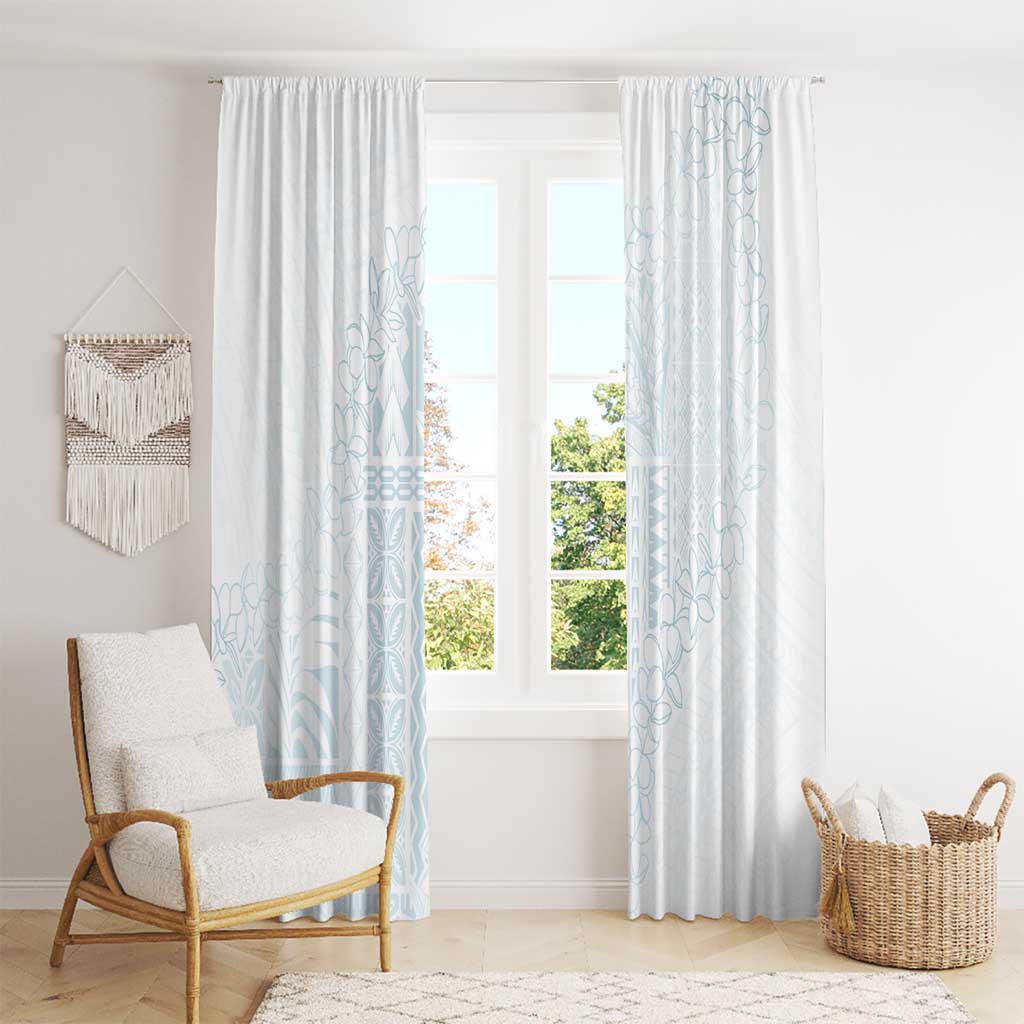 Samoa Lotu Tamaiti Mamanu Siapo Window Curtain Off White Plumeria - Polynesian Pride