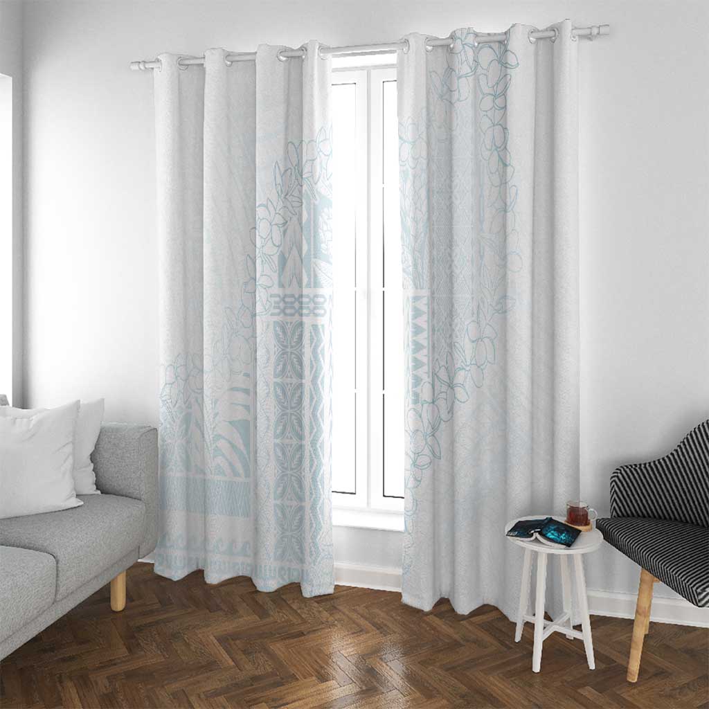 Samoa Lotu Tamaiti Mamanu Siapo Window Curtain Off White Plumeria - Polynesian Pride
