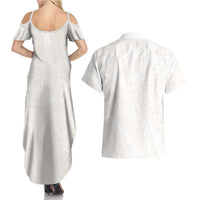 Samoa Lotu Tamaiti Ivory Couples Matching Summer Maxi Dress and Hawaiian Shirt Teuila Tatau - Polynesian Pride