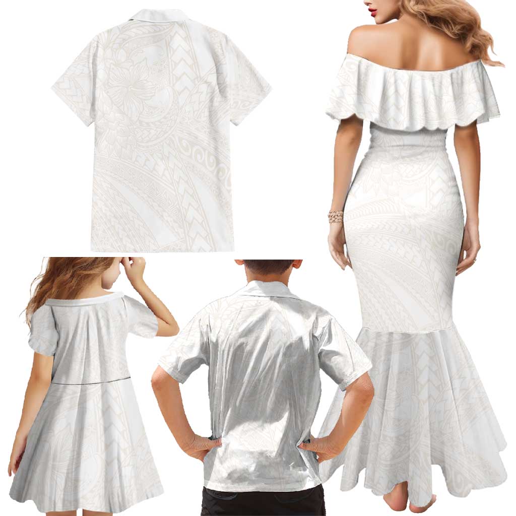 Samoa Lotu Tamaiti Ivory Family Matching Mermaid Dress and Hawaiian Shirt Teuila Tatau LT7 - Polynesian Pride