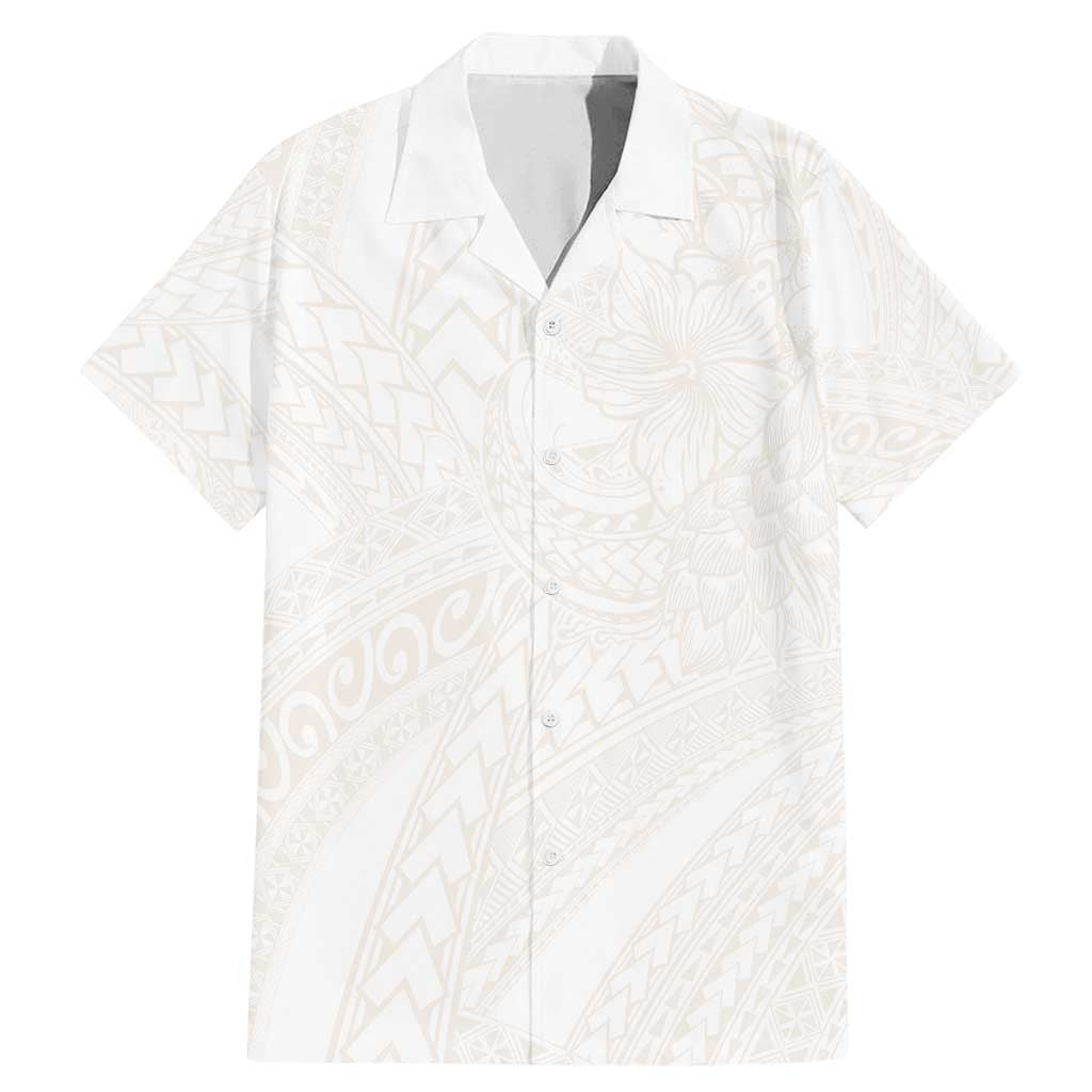 Samoa Lotu Tamaiti Ivory Family Matching Mermaid Dress and Hawaiian Shirt Teuila Tatau LT7 Dad's Shirt - Short Sleeve Ivory - Polynesian Pride