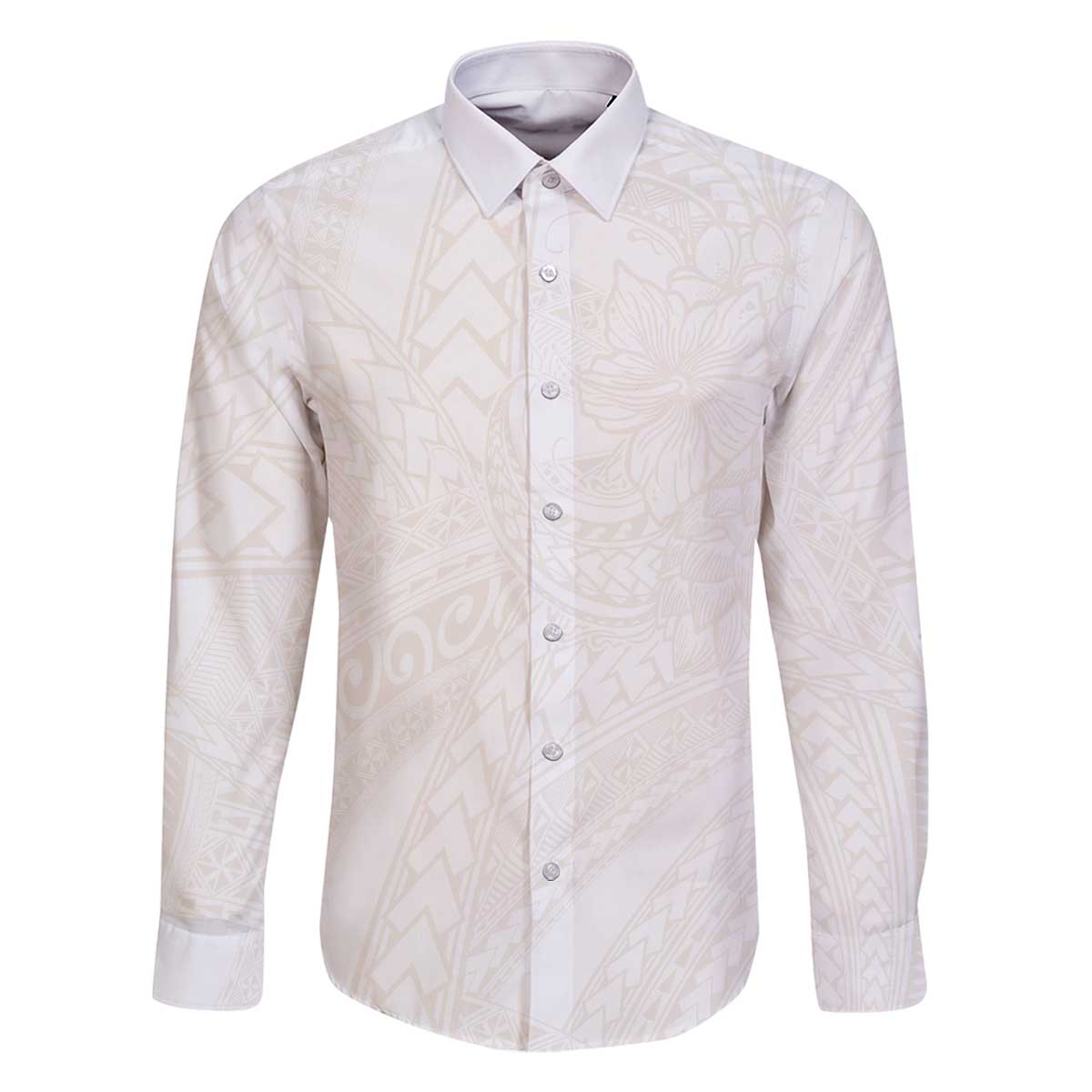 Samoa Lotu Tamaiti Ivory Family Matching Off The Shoulder Long Sleeve Dress and Hawaiian Shirt Teuila Tatau LT7 Dad's Shirt - Long Sleeve Ivory - Polynesian Pride