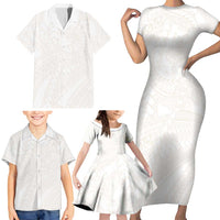 Samoa Lotu Tamaiti Ivory Family Matching Short Sleeve Bodycon Dress and Hawaiian Shirt Teuila Tatau LT7 - Polynesian Pride