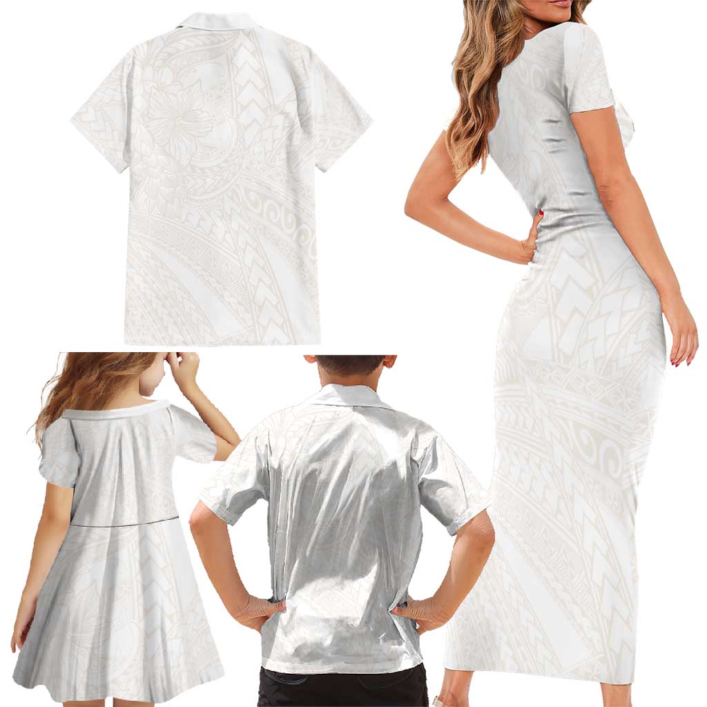 Samoa Lotu Tamaiti Ivory Family Matching Short Sleeve Bodycon Dress and Hawaiian Shirt Teuila Tatau LT7 - Polynesian Pride