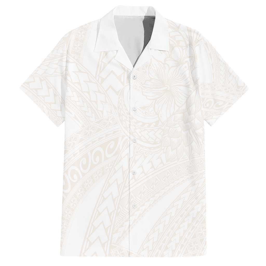 Samoa Lotu Tamaiti Ivory Family Matching Short Sleeve Bodycon Dress and Hawaiian Shirt Teuila Tatau LT7 Dad's Shirt - Short Sleeve Ivory - Polynesian Pride