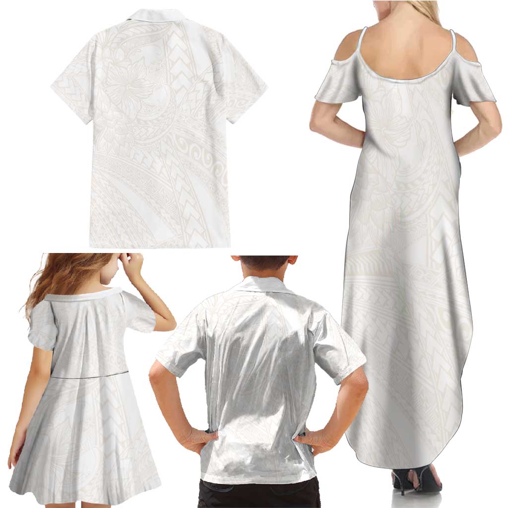 Samoa Lotu Tamaiti Ivory Family Matching Summer Maxi Dress and Hawaiian Shirt Teuila Tatau LT7 - Polynesian Pride