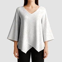 Samoa Lotu Tamaiti Ivory Kimono Sleeve Blouse Teuila Tatau - Polynesian Pride