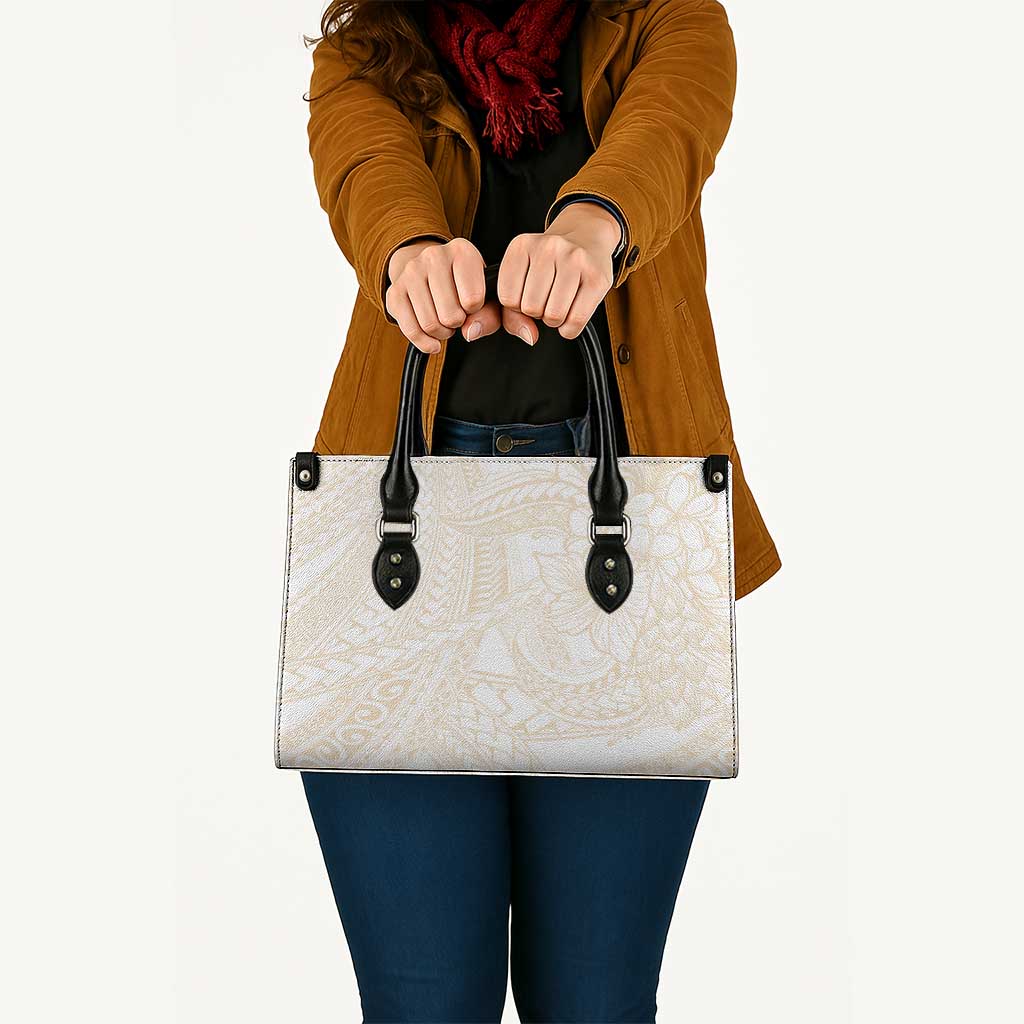 Samoa Lotu Tamaiti Ivory Leather Bag Teuila Tatau - Polynesian Pride