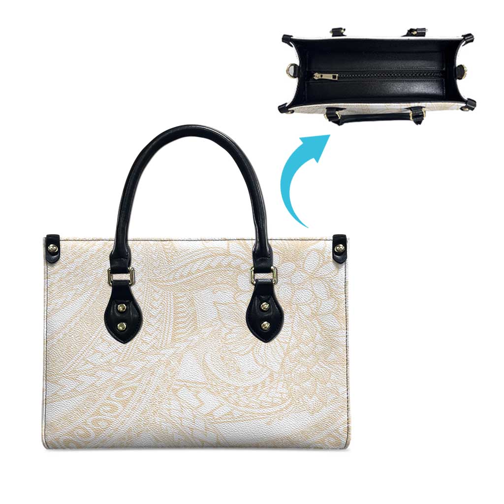 Samoa Lotu Tamaiti Ivory Leather Bag Teuila Tatau - Polynesian Pride