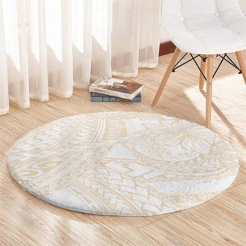 Samoa Lotu Tamaiti Ivory Round Carpet Teuila Tatau - Polynesian Pride