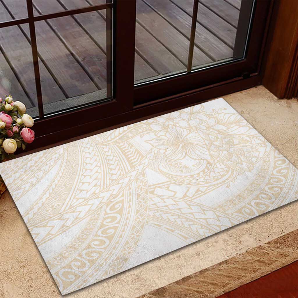 Samoa Lotu Tamaiti Ivory Rubber Doormat Teuila Tatau - Polynesian Pride