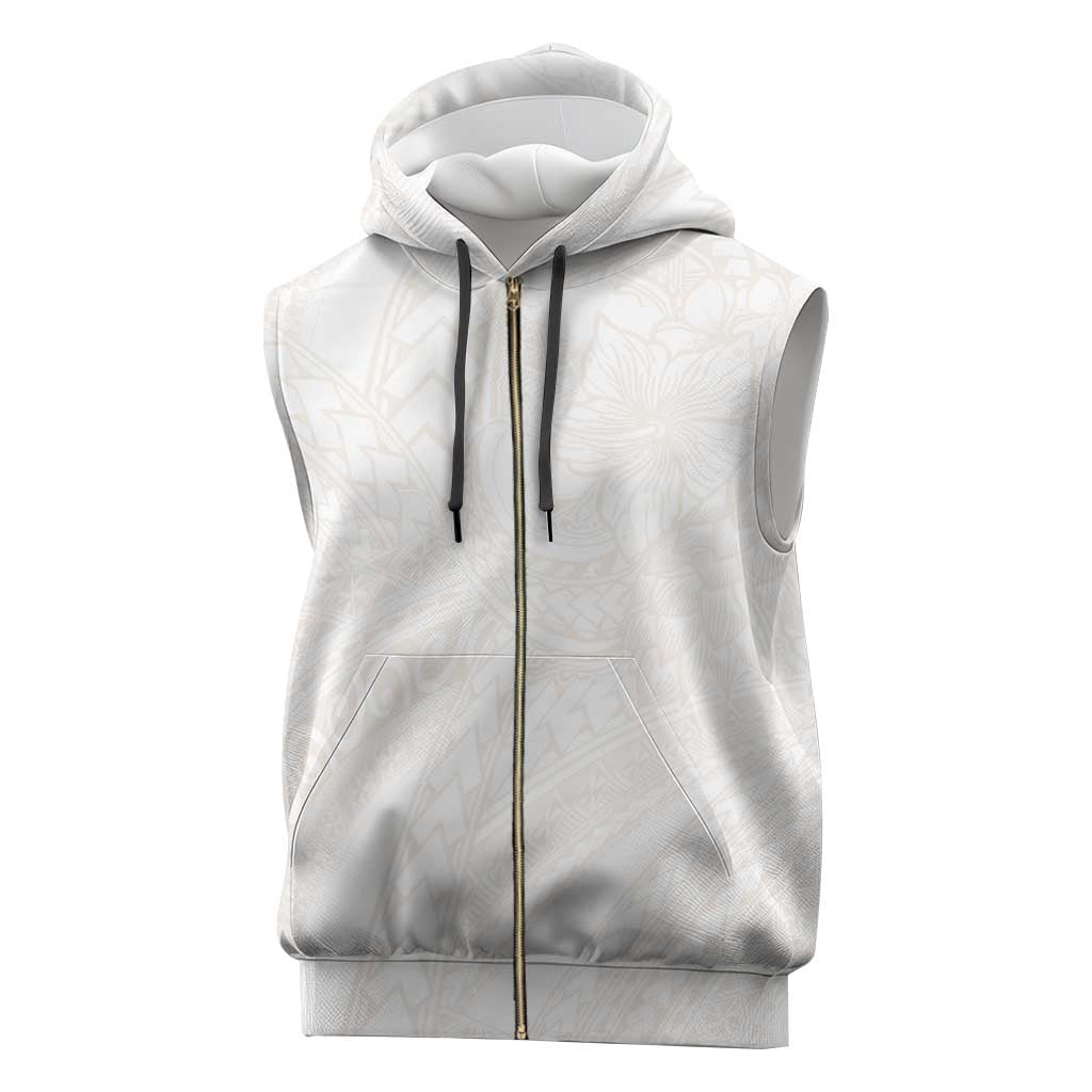 Samoa Lotu Tamaiti Ivory Sleeveless Zip Hoodie Teuila Tatau - Polynesian Pride