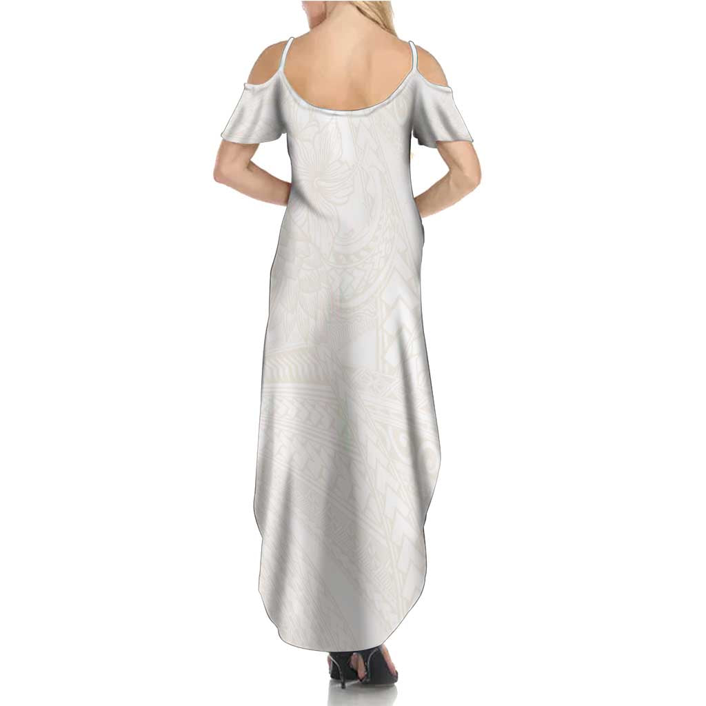 Samoa Lotu Tamaiti Ivory Summer Maxi Dress Teuila Tatau - Polynesian Pride