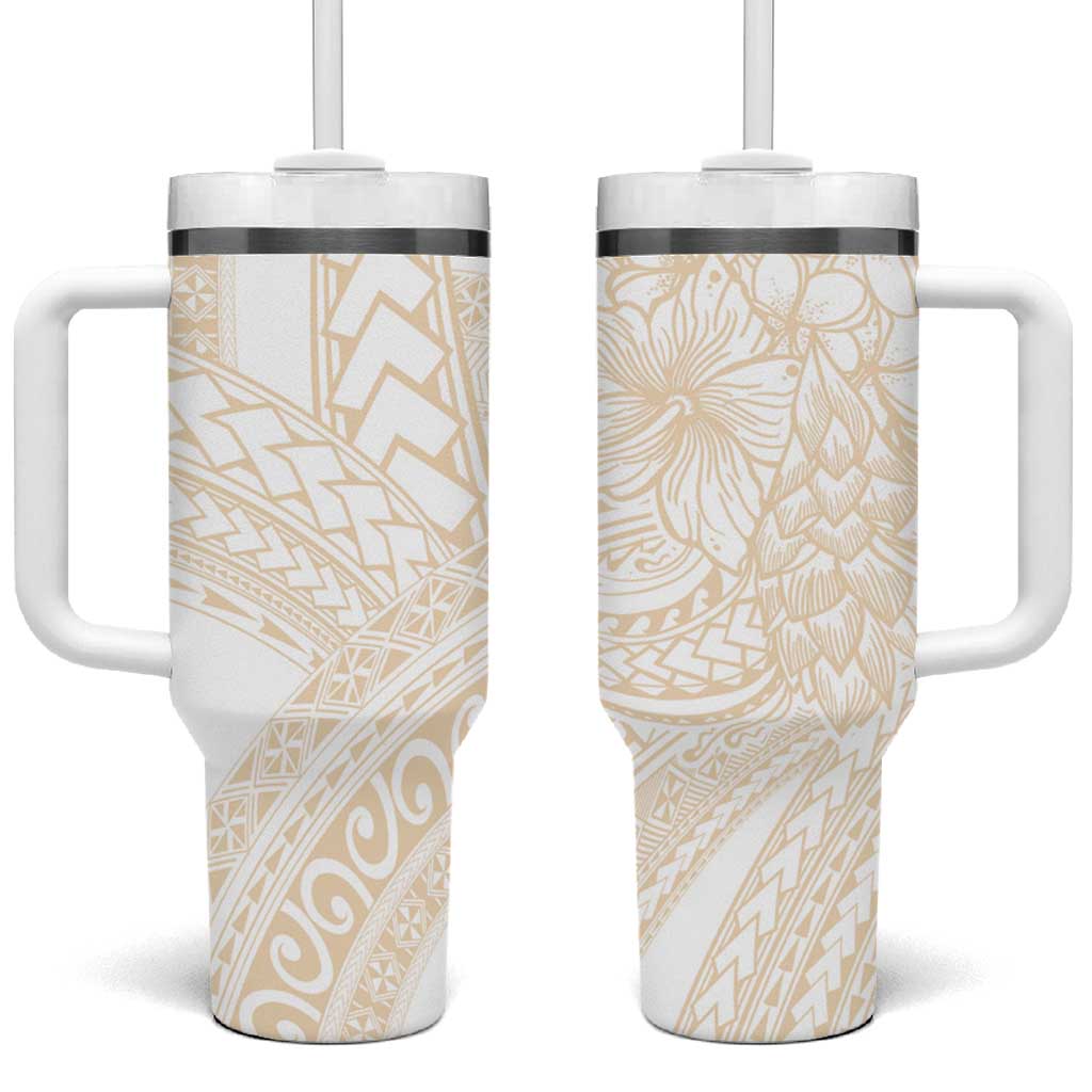 Samoa Lotu Tamaiti Ivory Tumbler With Handle Teuila Tatau - Polynesian Pride