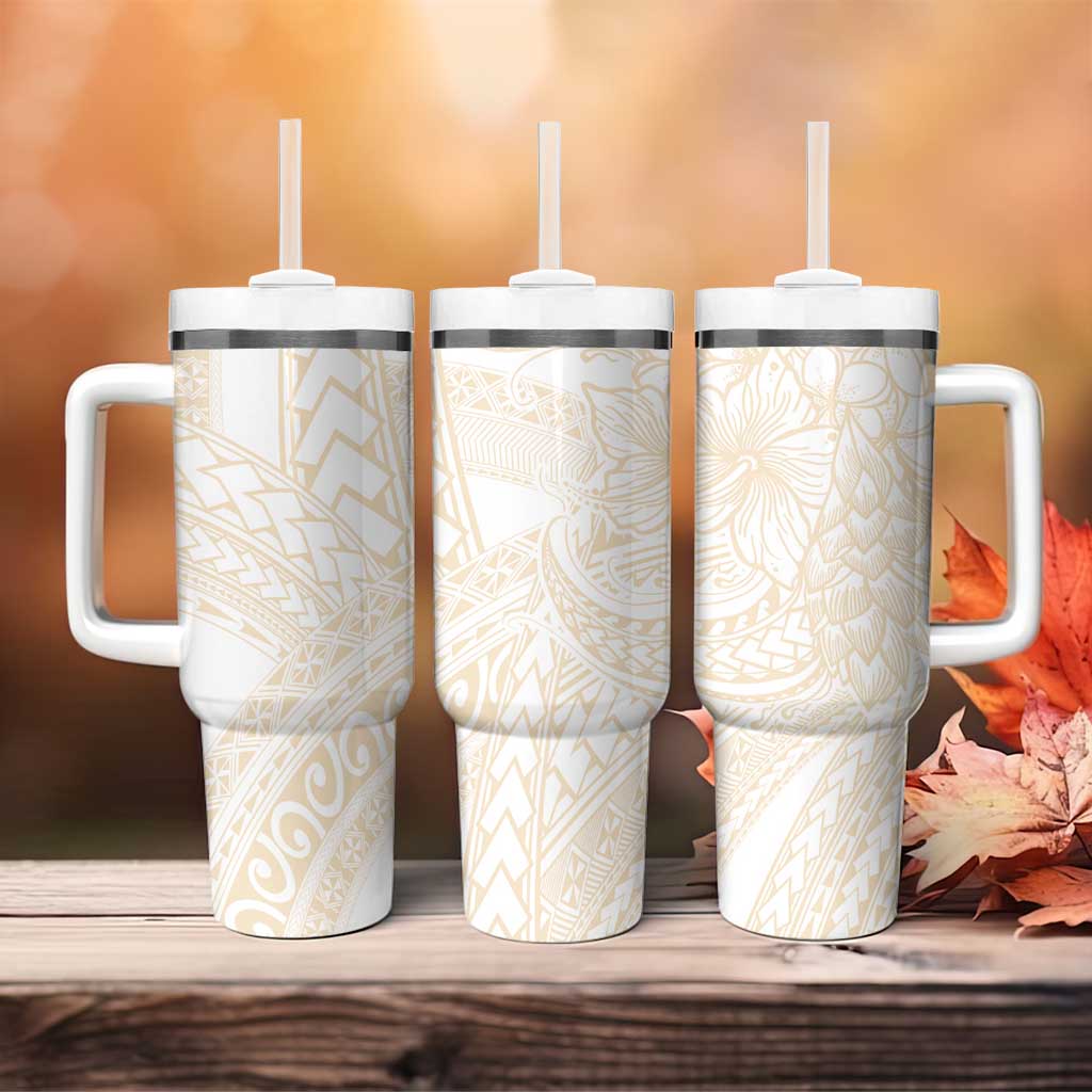 Samoa Lotu Tamaiti Ivory Tumbler With Handle Teuila Tatau - Polynesian Pride