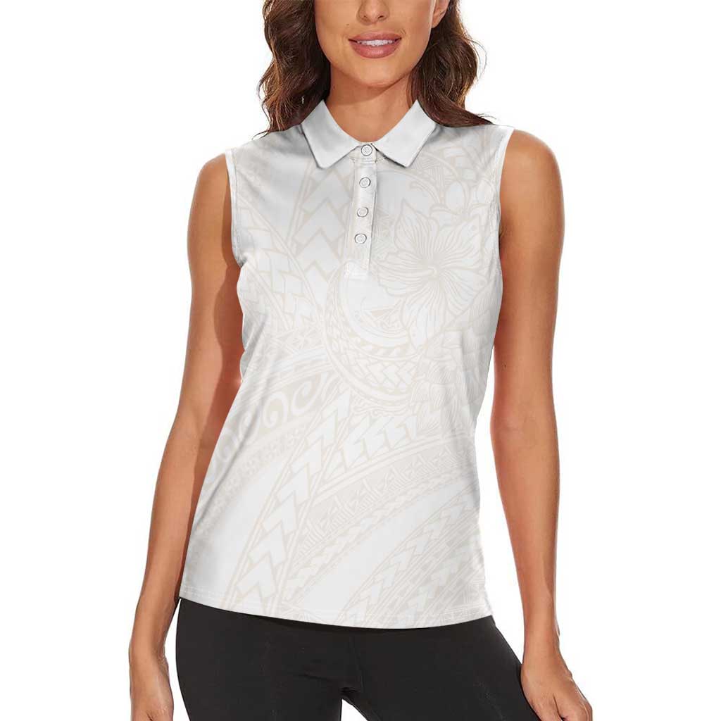 Samoa Lotu Tamaiti Ivory Women Sleeveless Polo Shirt Teuila Tatau - Polynesian Pride