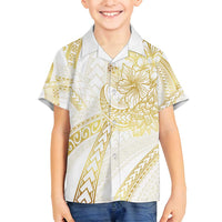 Samoa Lotu Tamaiti Gold Family Matching Long Sleeve Bodycon Dress and Hawaiian Shirt Teuila Tatau LT7 Son's Shirt Gold - Polynesian Pride