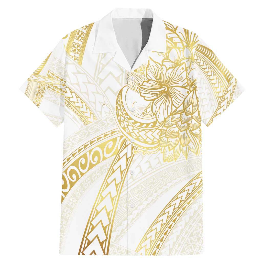 Samoa Lotu Tamaiti Gold Family Matching Mermaid Dress and Hawaiian Shirt Teuila Tatau LT7 Dad's Shirt - Short Sleeve Gold - Polynesian Pride