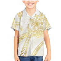 Samoa Lotu Tamaiti Gold Family Matching Mermaid Dress and Hawaiian Shirt Teuila Tatau LT7 Son's Shirt Gold - Polynesian Pride