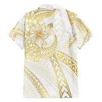 Samoa Lotu Tamaiti Gold Family Matching Off Shoulder Maxi Dress and Hawaiian Shirt Teuila Tatau LT7 - Polynesian Pride