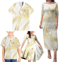 Samoa Lotu Tamaiti Gold Family Matching Puletasi and Hawaiian Shirt Teuila Tatau LT7 - Polynesian Pride