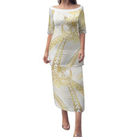 Samoa Lotu Tamaiti Gold Family Matching Puletasi and Hawaiian Shirt Teuila Tatau LT7 Mom's Dress Gold - Polynesian Pride