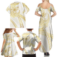 Samoa Lotu Tamaiti Gold Family Matching Summer Maxi Dress and Hawaiian Shirt Teuila Tatau LT7 - Polynesian Pride