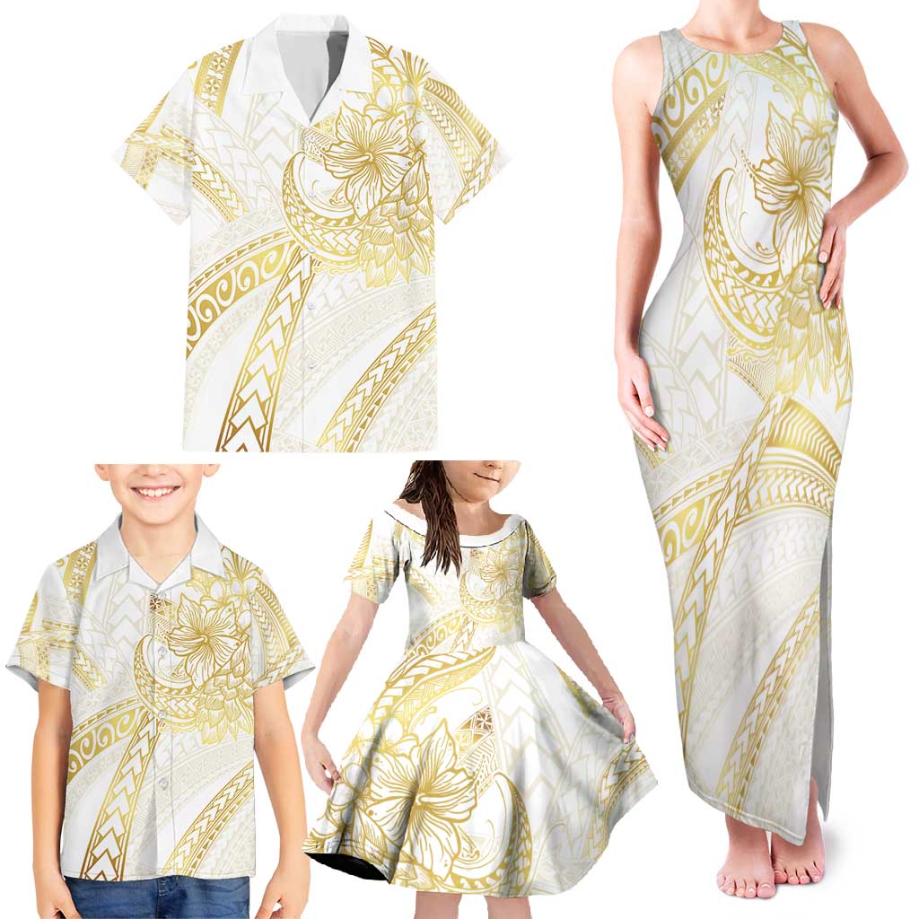Samoa Lotu Tamaiti Gold Family Matching Tank Maxi Dress and Hawaiian Shirt Teuila Tatau LT7 - Polynesian Pride