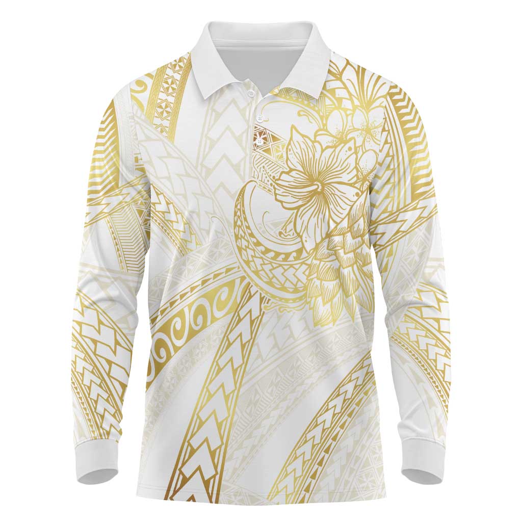 Samoa Lotu Tamaiti Gold Long Sleeve Polo Shirt Teuila Tatau - Polynesian Pride