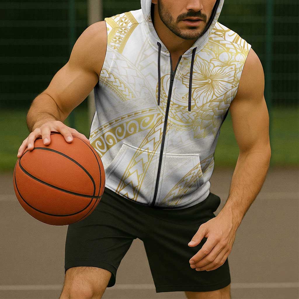 Samoa Lotu Tamaiti Gold Sleeveless Zip Hoodie Teuila Tatau - Polynesian Pride