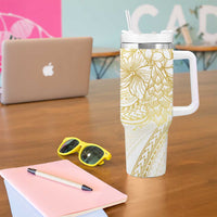 Samoa Lotu Tamaiti Gold Tumbler With Handle Teuila Tatau - Polynesian Pride