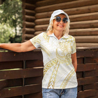 Samoa Lotu Tamaiti Gold Women Polo Shirt Teuila Tatau - Polynesian Pride