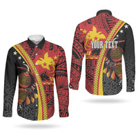 Papua New Guinea Independence Personalised Couples Matching Long Sleeve Bodycon Dress and Long Sleeve Button Shirt PNG Bagi and Lime Pot LT7 - Polynesian Pride