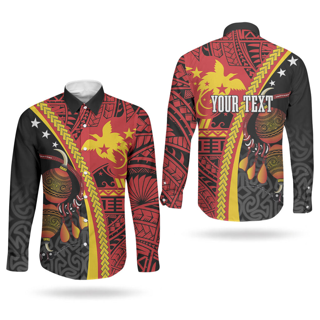 Papua New Guinea Independence Personalised Couples Matching Tank Maxi Dress and Long Sleeve Button Shirt PNG Bagi and Lime Pot LT7 - Polynesian Pride