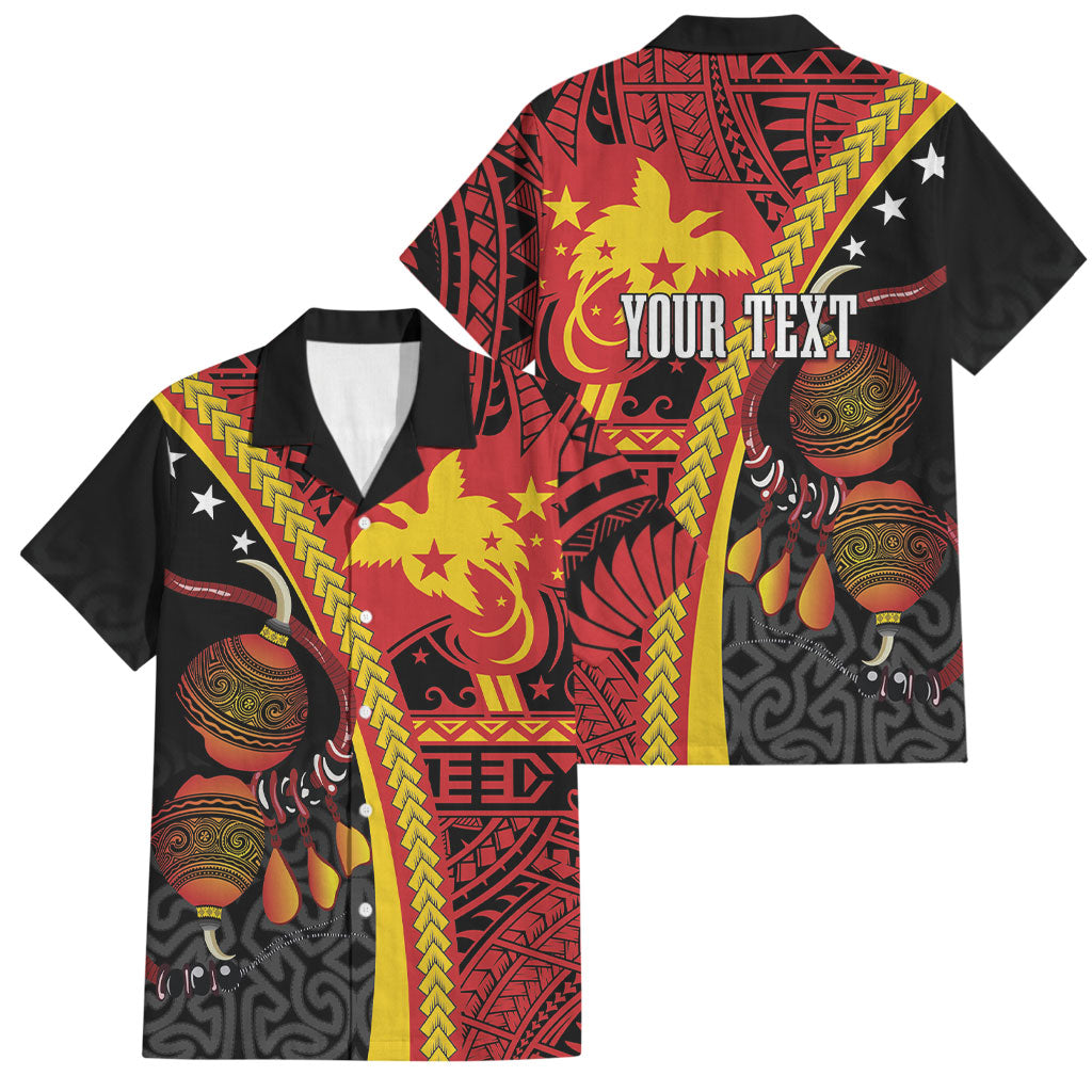Papua New Guinea Independence Personalised Family Matching Off The Shoulder Long Sleeve Dress and Hawaiian Shirt PNG Bagi and Lime Pot LT7 Dad's Shirt - Short Sleeve Black - Polynesian Pride