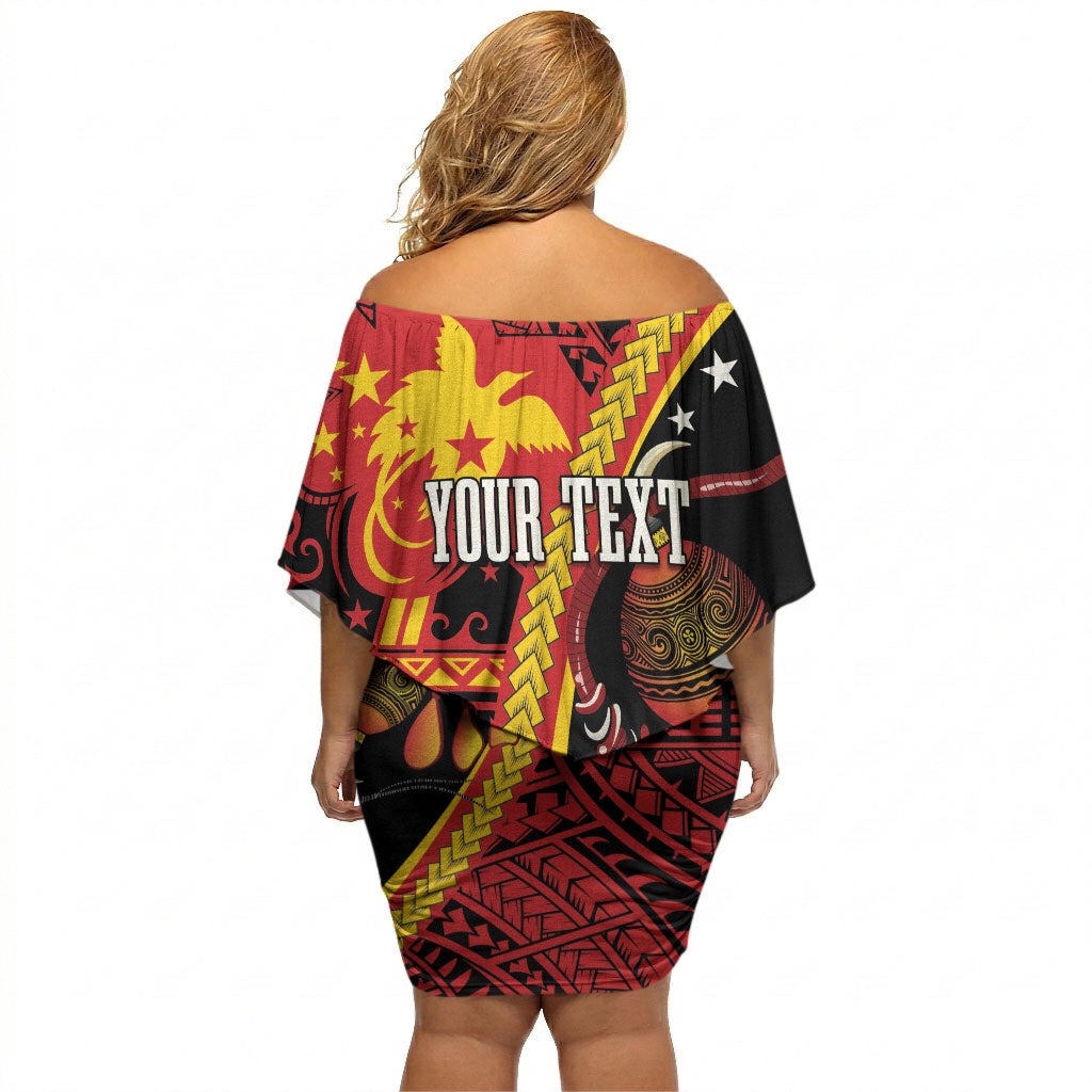 Papua New Guinea Independence Personalised Off Shoulder Short Dress PNG Bagi and Lime Pot LT7 - Polynesian Pride